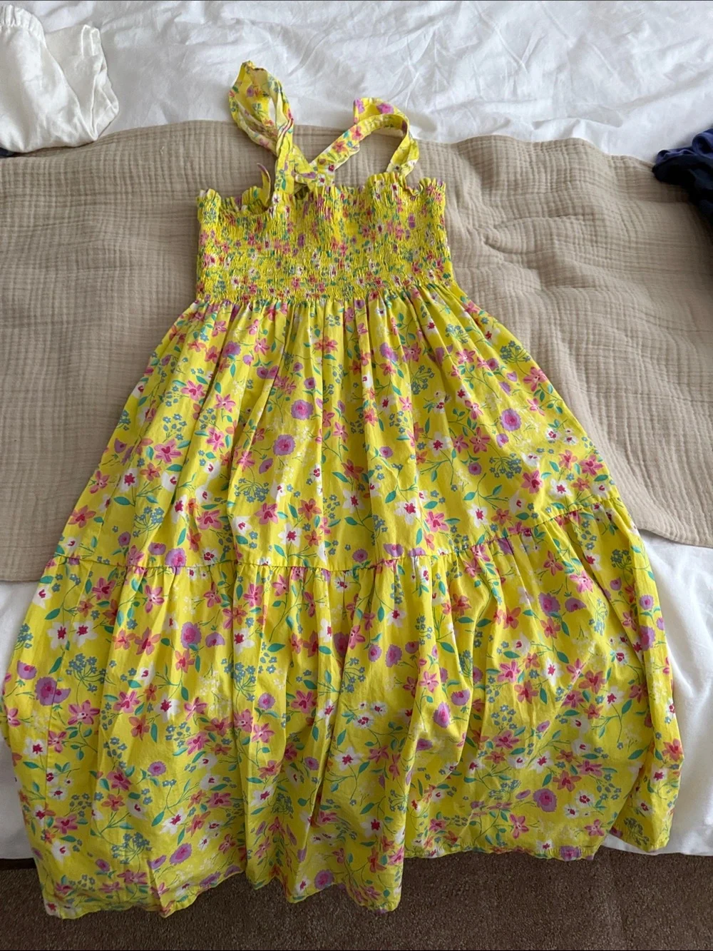 Tea Collection Yellow Floral Smocked Sundress